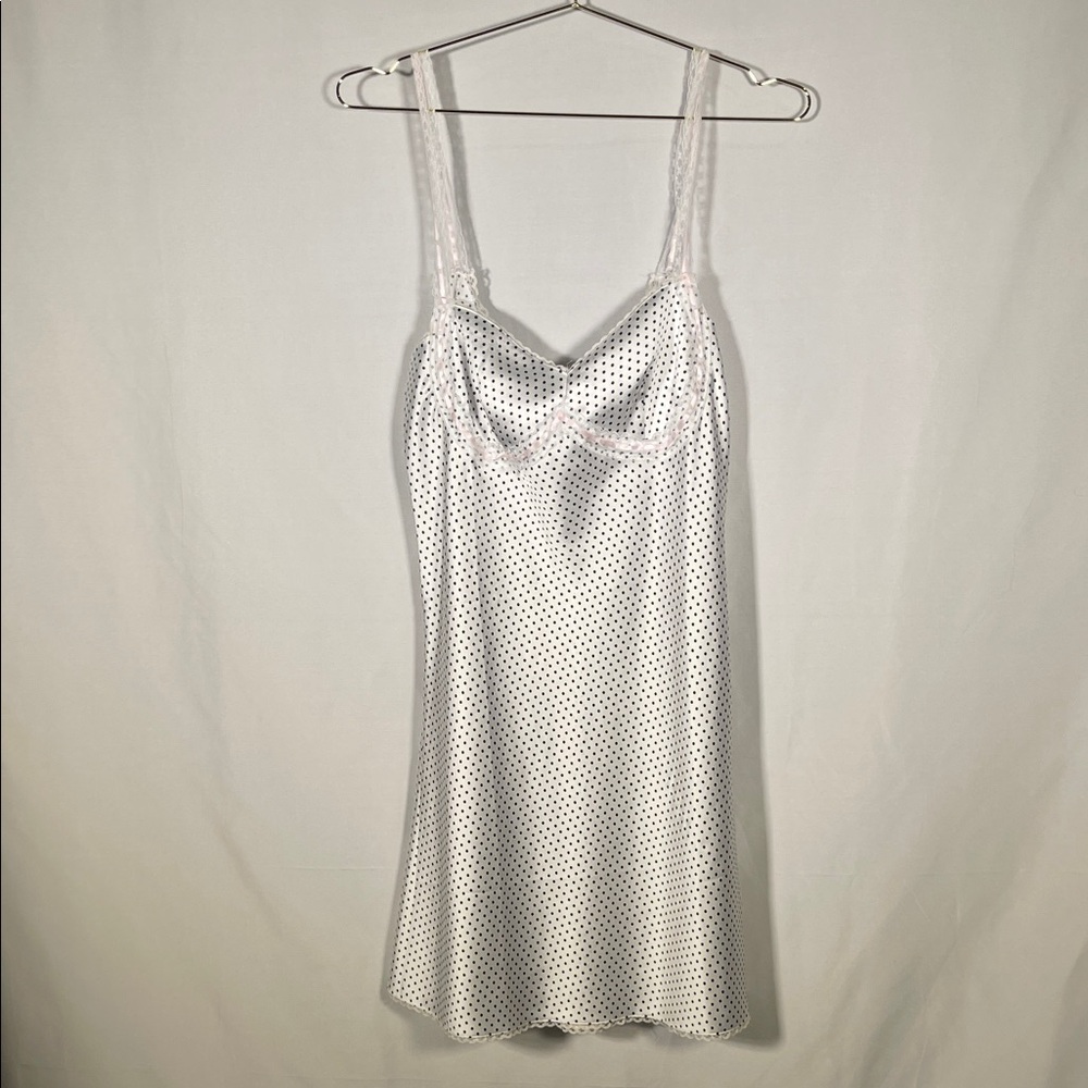 PINK BY FRANKIES BIKINIS SCOUT CREPE MINI DRESS BLACK WHITE POLKA DOT LARGE - Picture 2 of 9